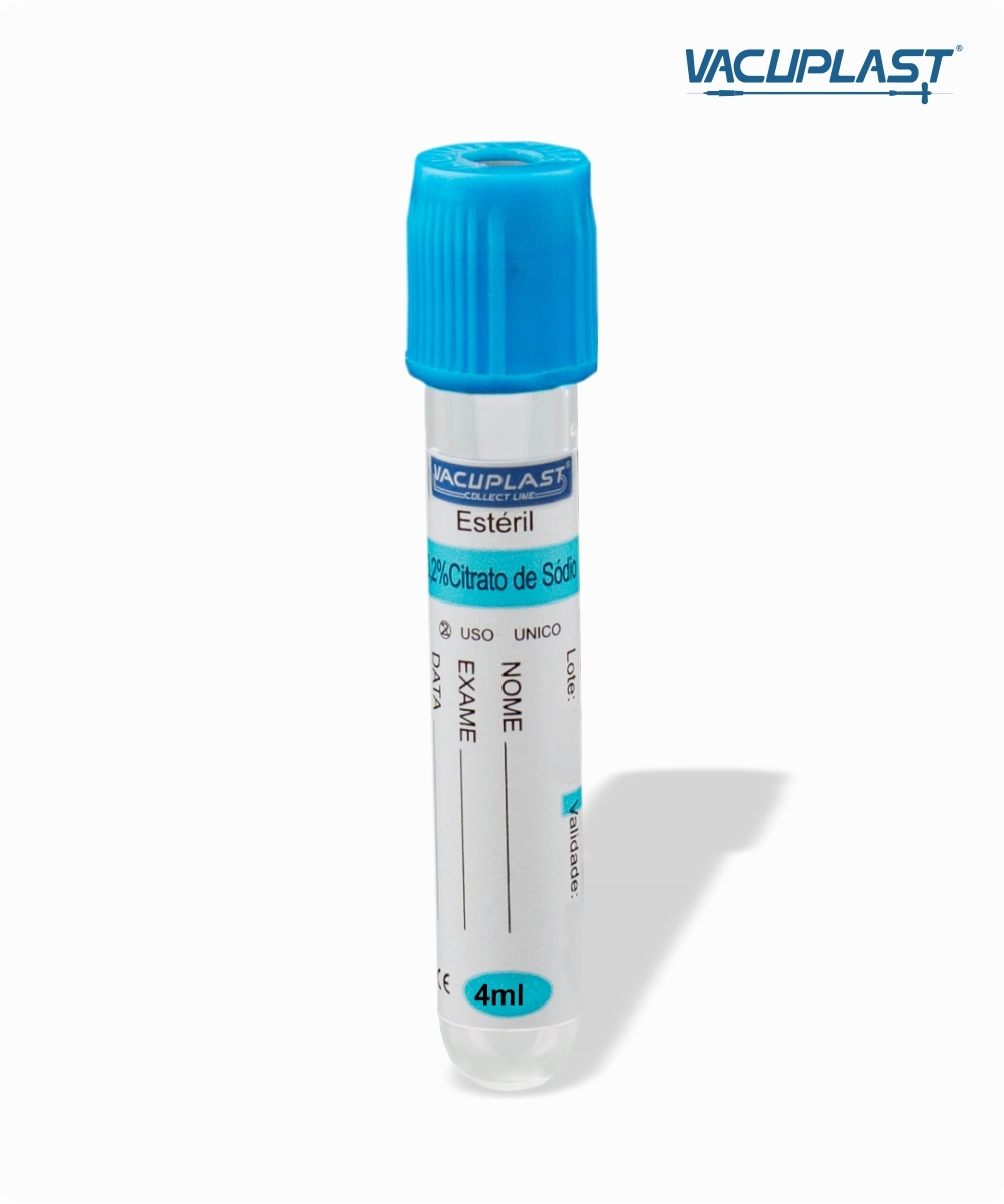 Tubo para coleta de sangue a vácuo VIDRO  com citrato de sódio 4mL